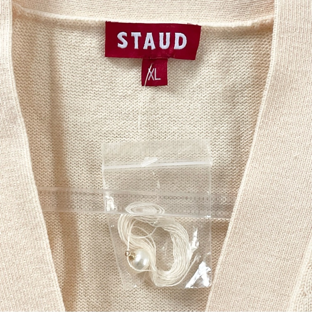 STAUD Paola Cardigan Cream Size XL - Picture 4 of 6